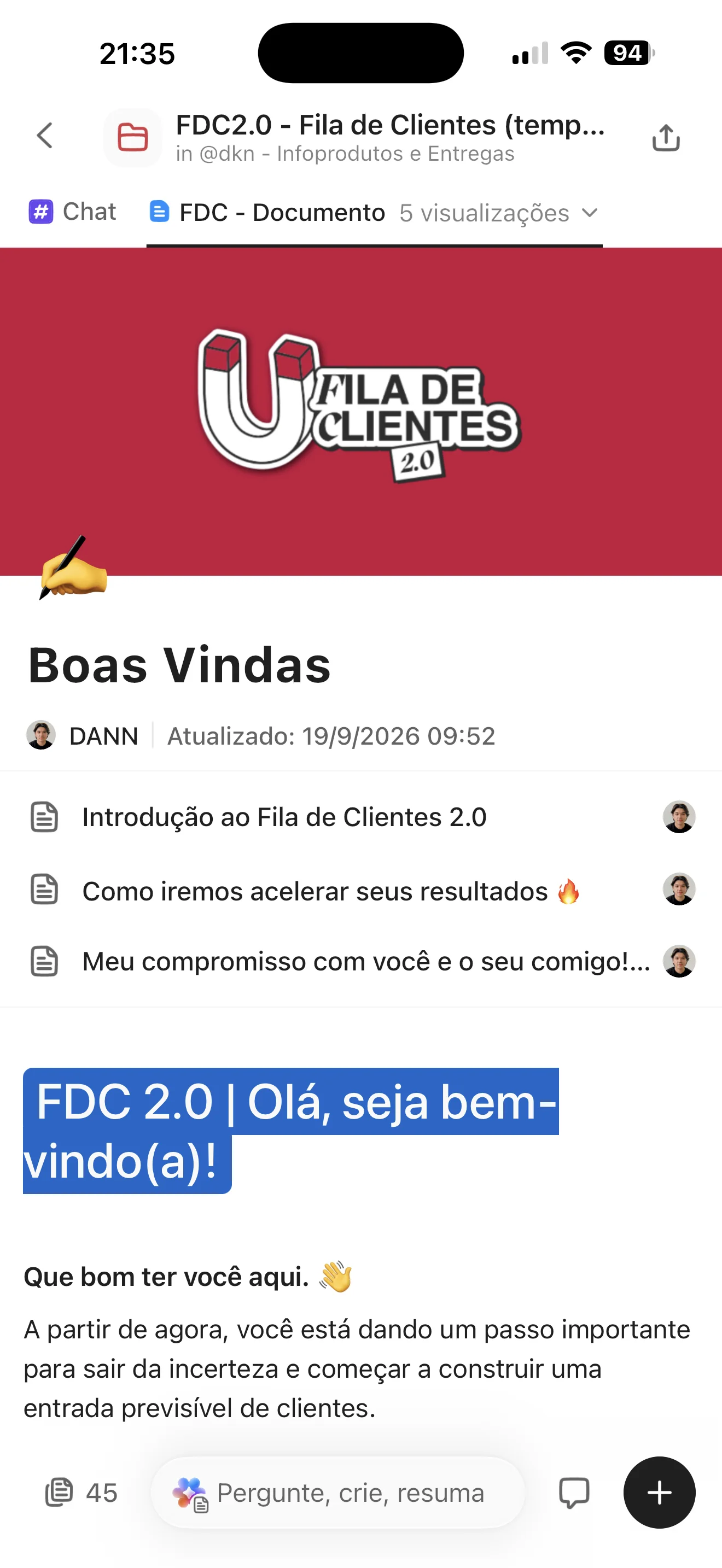 Boas vindas FDC 2.0